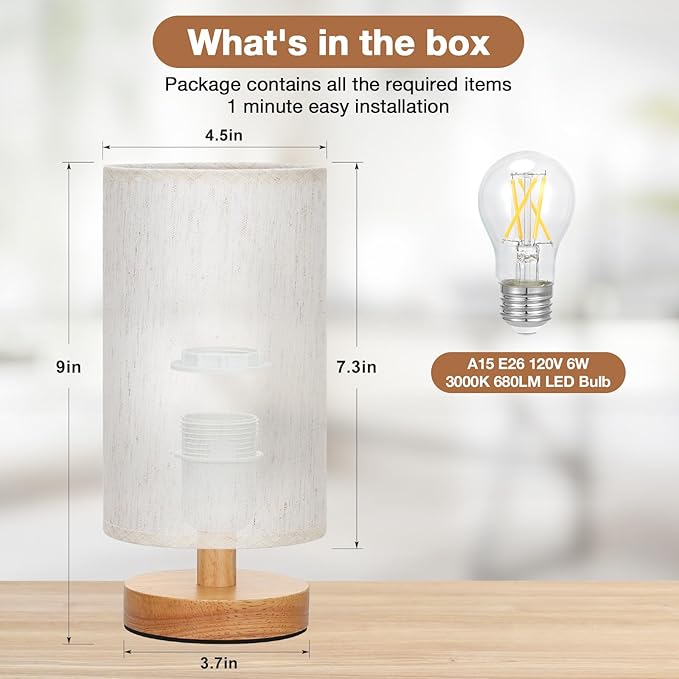 Fenmzee Small Table Lamp for Bedroom - Image 3