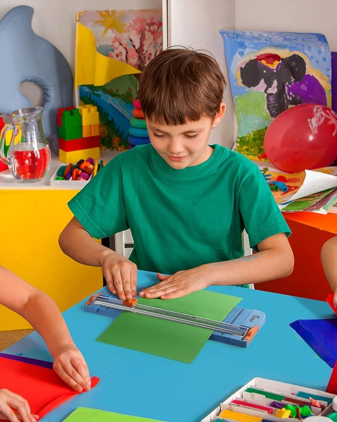 Firbon Blue A4 Paper Cutter, 12 Inch Titanium Straight Paper Trimmer with Side Ruler for Scrapbooking Craft, Paper, Coupon, Label, Cardstock-DeskLoop Office