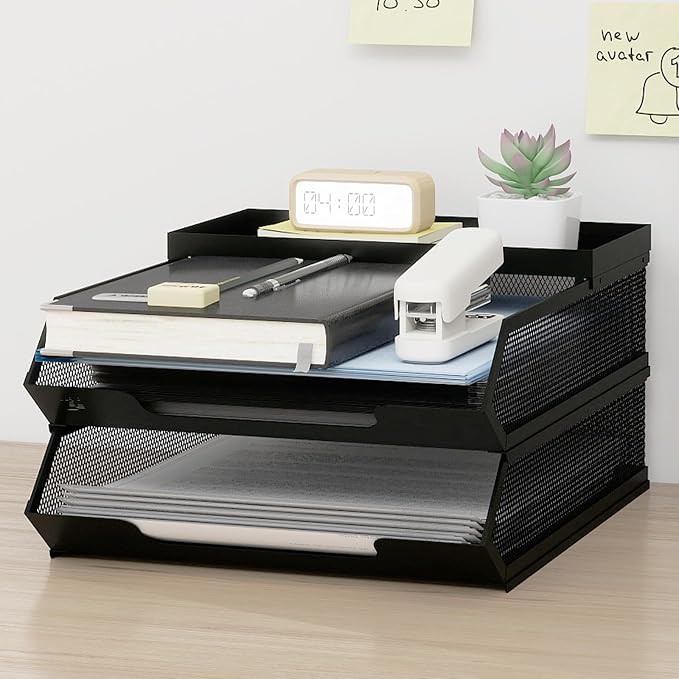 Natwind 2-Tier Stackable Metal Mesh Paper Organizer by Natwind