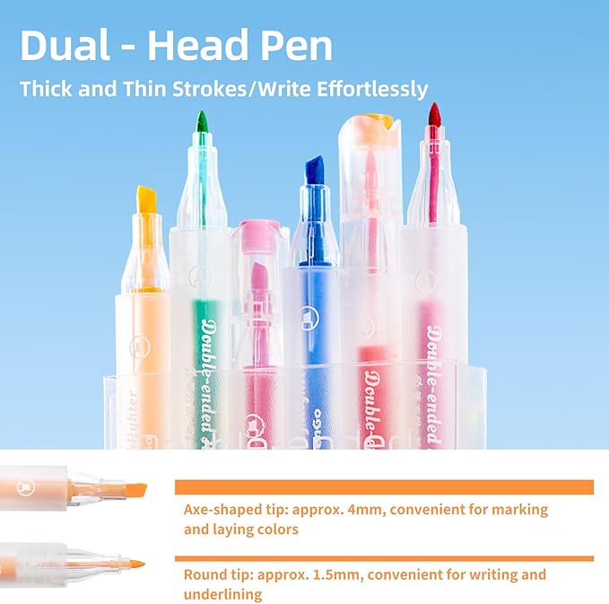 Bible Highlighters No Bleed, Double-Ended 12 Pack Assorted Pastel Colors - Image 4