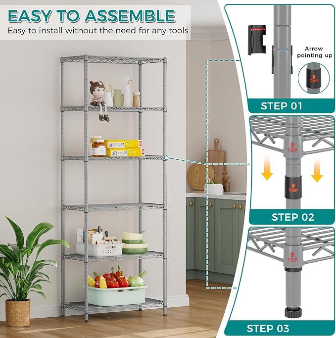 SINGAYE Shelf Wire Shelving Adjustable Storage Shelves Rack Standing Units - Image 7