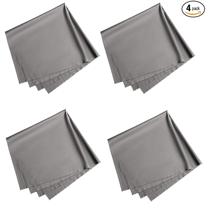 4 Pack 16''x16'' Extra Large Microfiber Cleaning Cloths, K&F Concept Oversized Microfiber Cloths for TV Screen, Electronics, Laptops, Telescope, Computers, Eyeglasses, Gray-DeskLoop Office