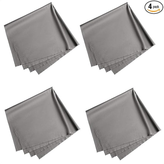 4 Pack 16''x16'' Extra Large Microfiber Cleaning Cloths, K&F Concept Oversized Microfiber Cloths for TV Screen, Electronics, Laptops, Telescope, Computers, Eyeglasses, Gray-DeskLoop Office