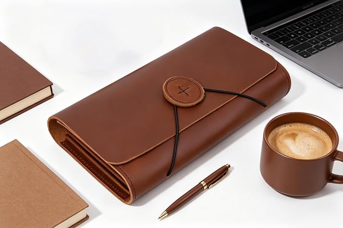 Genuine Leather A6 Receipt Organizer, Leather Expanding Accordion File Folder - Image 6