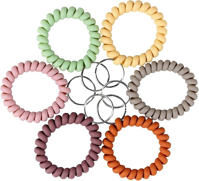 BIHRTC Stretchy Wristlet Keychain Bracelet, Spiral Coil Spring Key Ring - Image 6