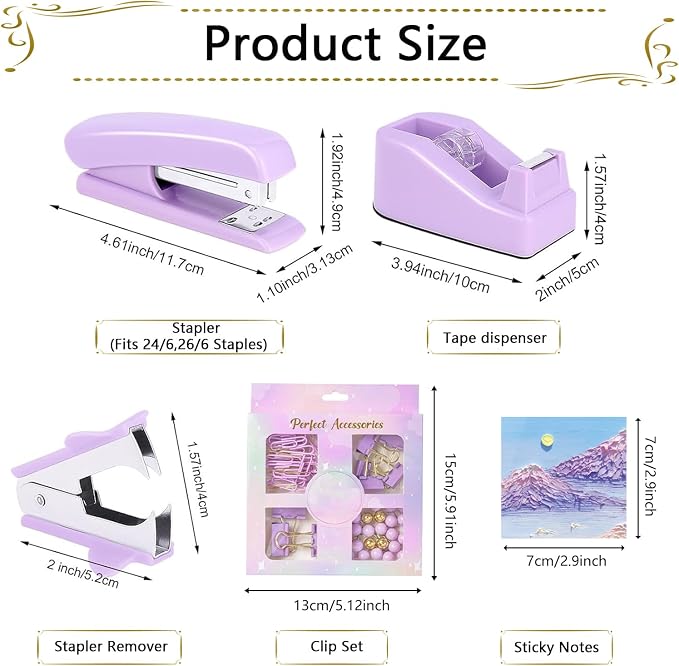 Office Supplies, Desk Accessories, Stapler and Tape Dispenser Set, 1000 Staples - Image 6