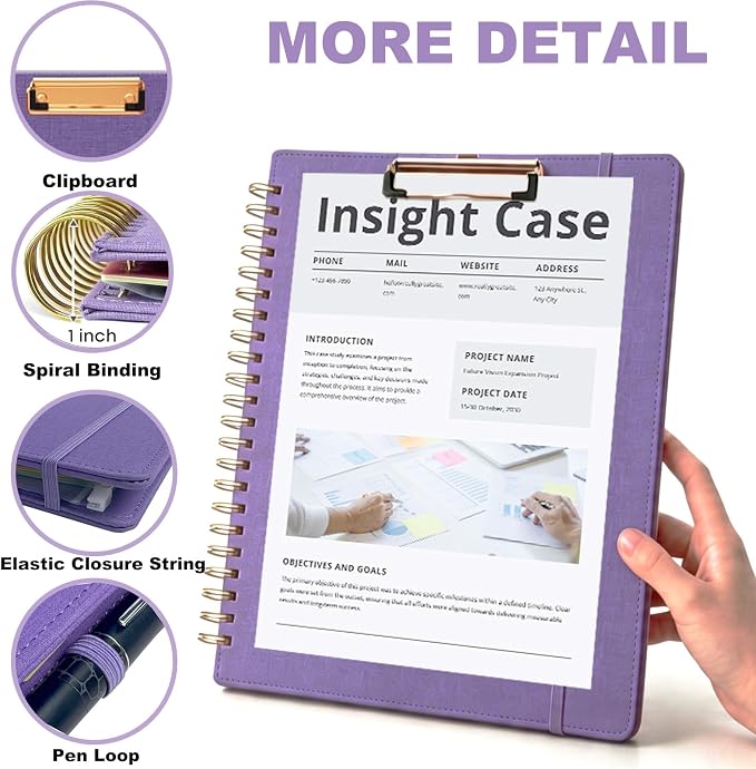 Purple Foldable Spiral Clipboard Folio - Image 5