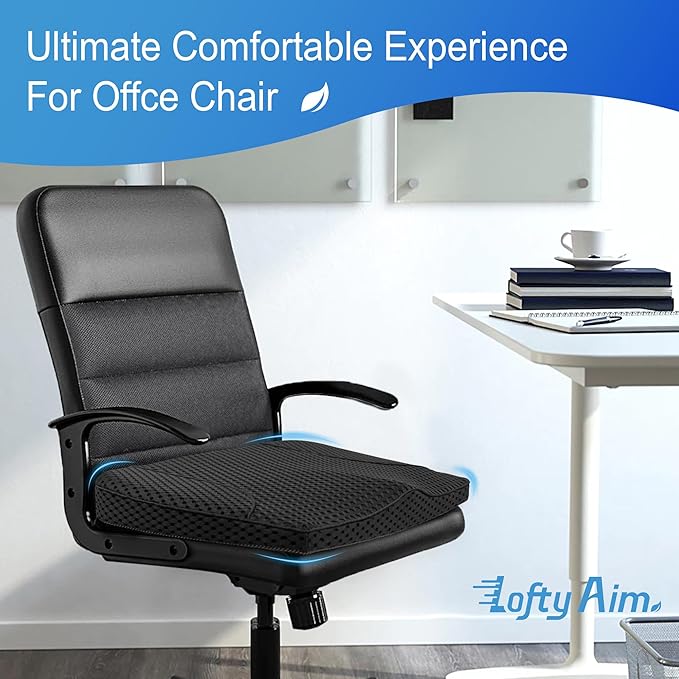 Car Seat Cushion, Comfortable Memory Foam Seat Pillow for Driving, Sciatica-Back Pain Relief, Cushion for Car-Truck, Office, Wheelchair - Mesh Black-DeskLoop Office