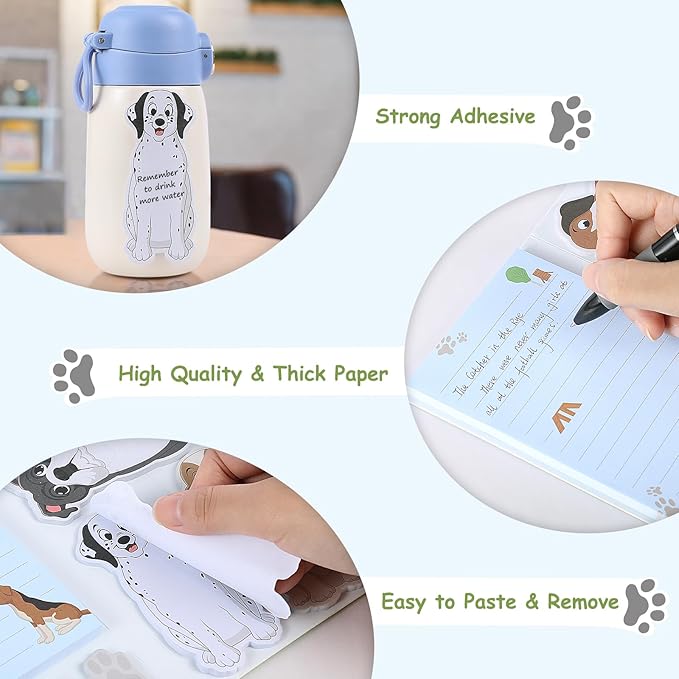 Hommie Dog Sticky Notes Set, Planner Sticky Note Dividers Tabs 300 Sheets, Cute Animals Shape Markers Flags Self-Stick Memo Pads for Dog Lovers Home Office School Supplies-DeskLoop Office