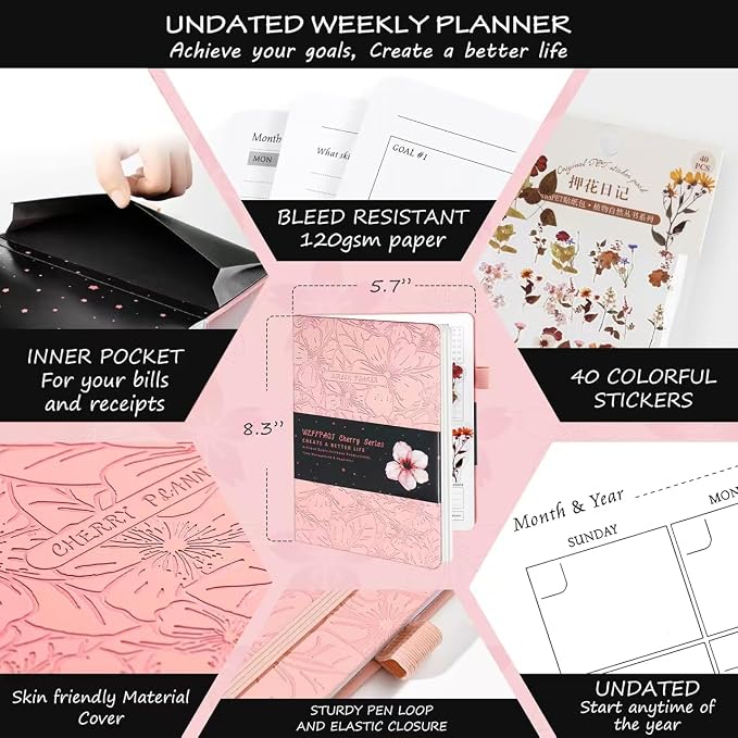 Undated Luxurious Weekly & Monthly Planner to Increase Productivity Hit Your - Image 2