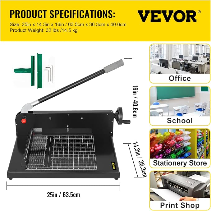 VEVOR Guillotine Paper Cutter 12", Heavy Duty Paper Cutter A4 400 Sheets - Image 7