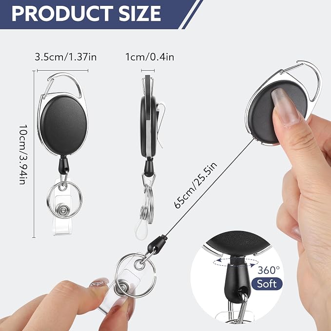 10 Pack Badge Reels Retractable ID Badge Holder - Image 2