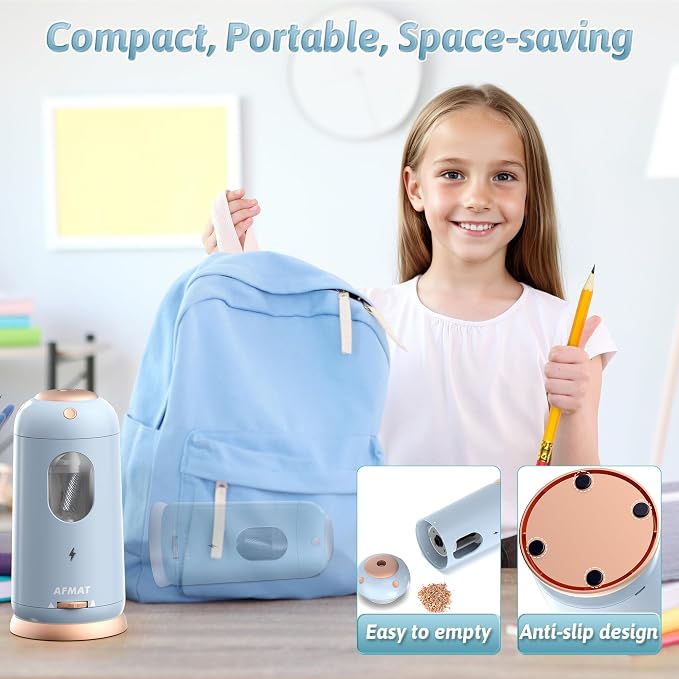 AFMAT Electric Pencil Sharpener, Auto in & Out, Fully Automatic Pencil Sharpener - Image 6