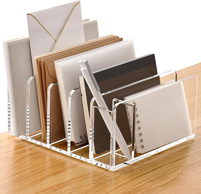 SANRUI Acrylic Mail Organizer, 5 Compartments File Holder - Image 5