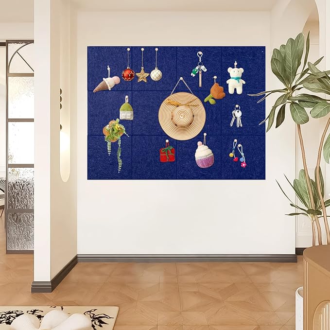 Large Cork Board Alternative, 12 Pack Felt Board with Safe Removable Adhesive Tabs Felt Wall Tiles, Large Cork Boards for Walls, Cork Board for Home Office, Pin Boards for Walls, Royal Blue-DeskLoop Office