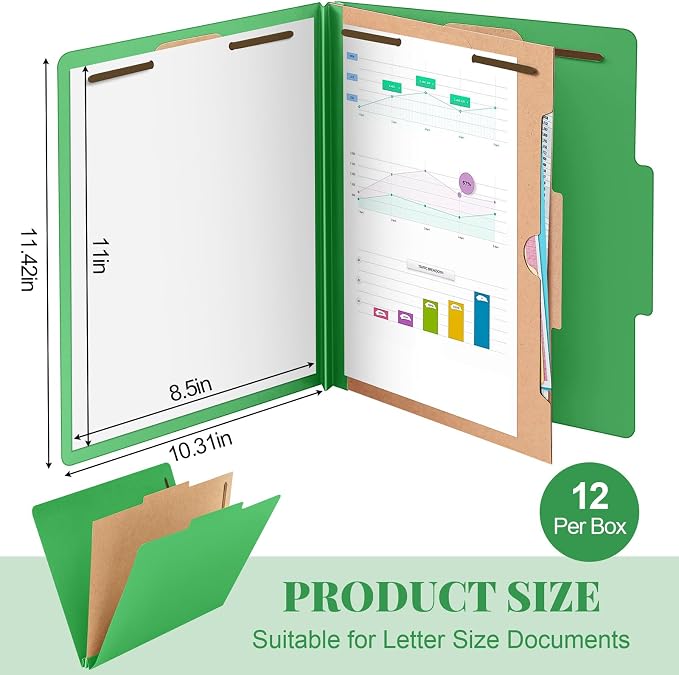 Skyygemm 12 Pcs Classification Folders 3 Pocket Dividers Letter Size Employee - Image 2