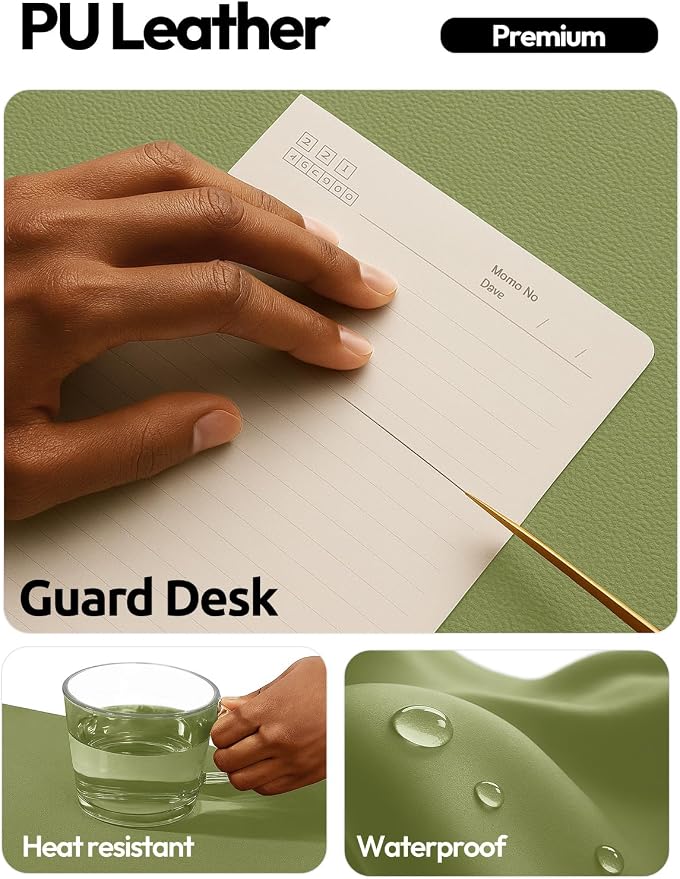 YSAGi Leather Desk Protector, Office Mat, Large Mouse Mat, Non-Slip PU Leather - Image 3