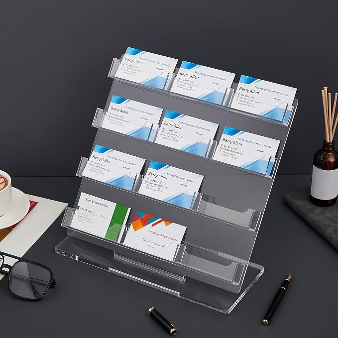 Dunzoom Business Card Holder for Desk 12 Slots Clear Gift Card Display Acrylic - Image 5