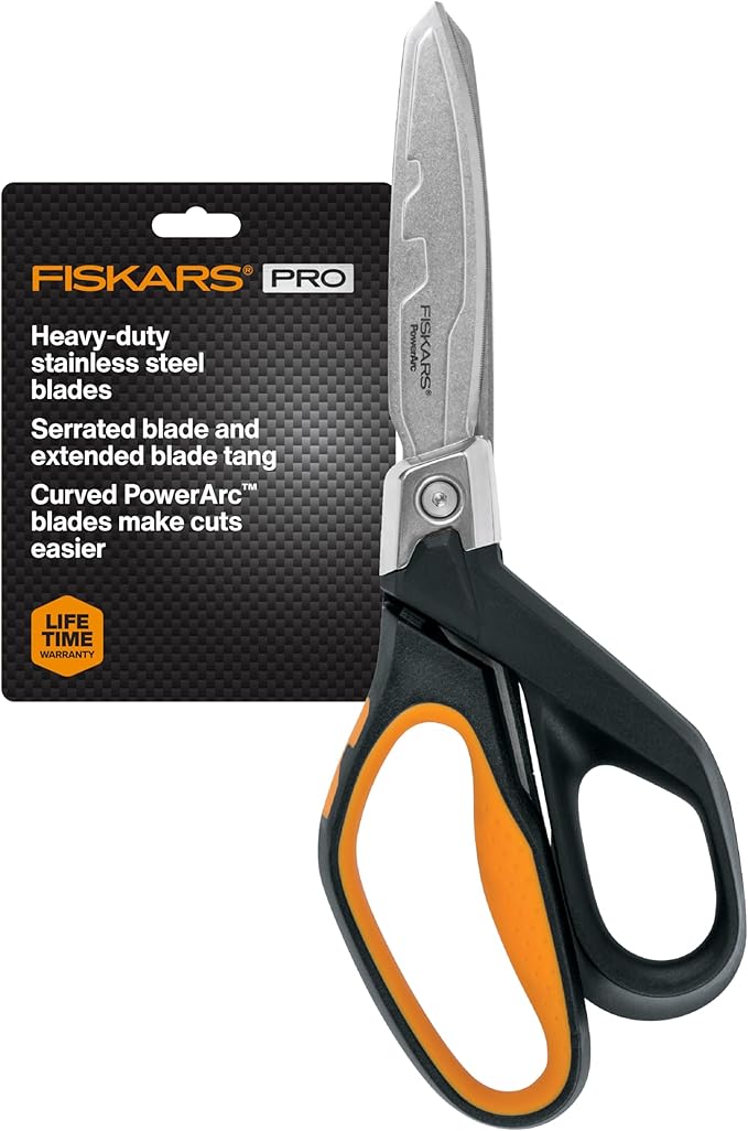Fiskars PowerArc 8" Shop Shears, Heavy Duty Serrated Stainless Steel Scissors by Unknown