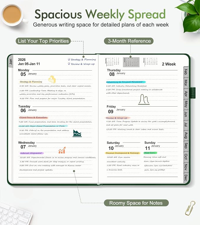2026 Weekly & Monthly Planner, 12 Months Hardcover Planner from January 2026 - Image 3