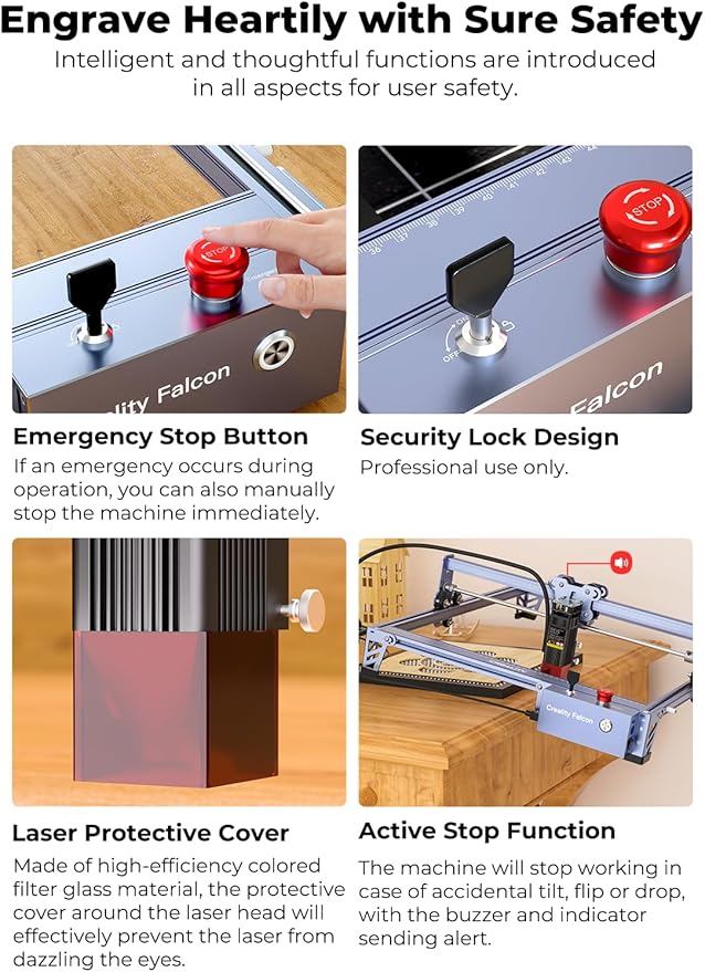 Creality 72W Output Power Laser Engraver, Falcon Pro 10W with Air Assist Laser Engraving Machine, CNC Machine Laser Engraver for Wood and Metal, Paper, Acrylic, Leather-DeskLoop Office