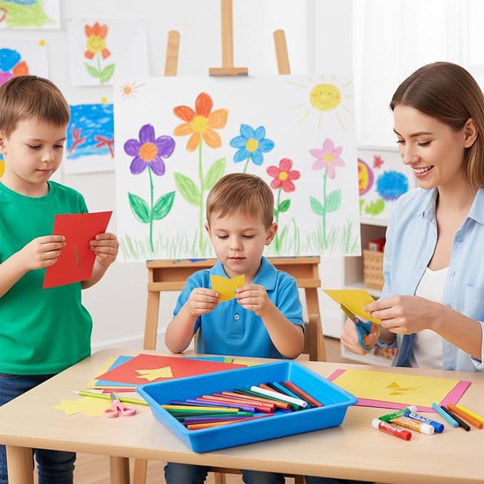 12 PCS Plastic Paper Trays for Classroom, Plastic Art Trays 10.8"×8.3"×1.6" | - Image 6