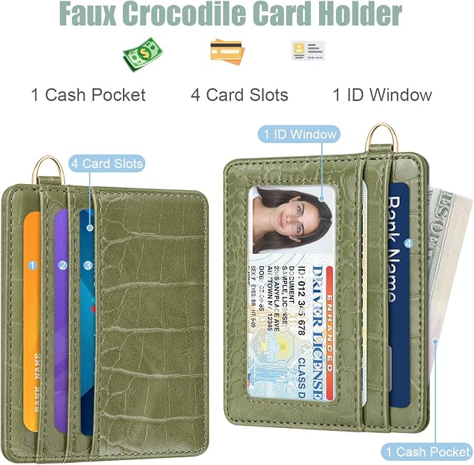 Slim Credit Card Holder Crocodile Wallet Women Thin Alligator Wallets RFID - Image 2