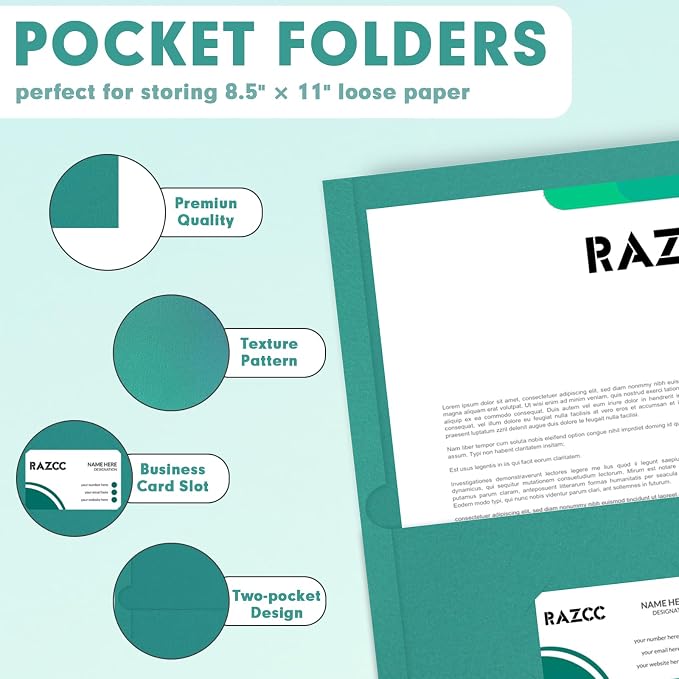 Two Pocket Folders, RAZCC 75 Pack 2 Pocket Folders Fit Letter Size Paper - Image 3