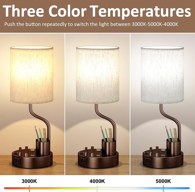 Bedside Table Lamps for Bedroom Set of 2 - Image 2