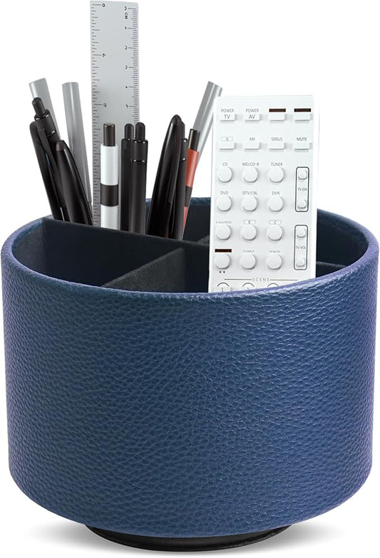 Hennaja Round Leather Art Supply Organizer, Remote Control Holder, 360 Degree by Hennaja