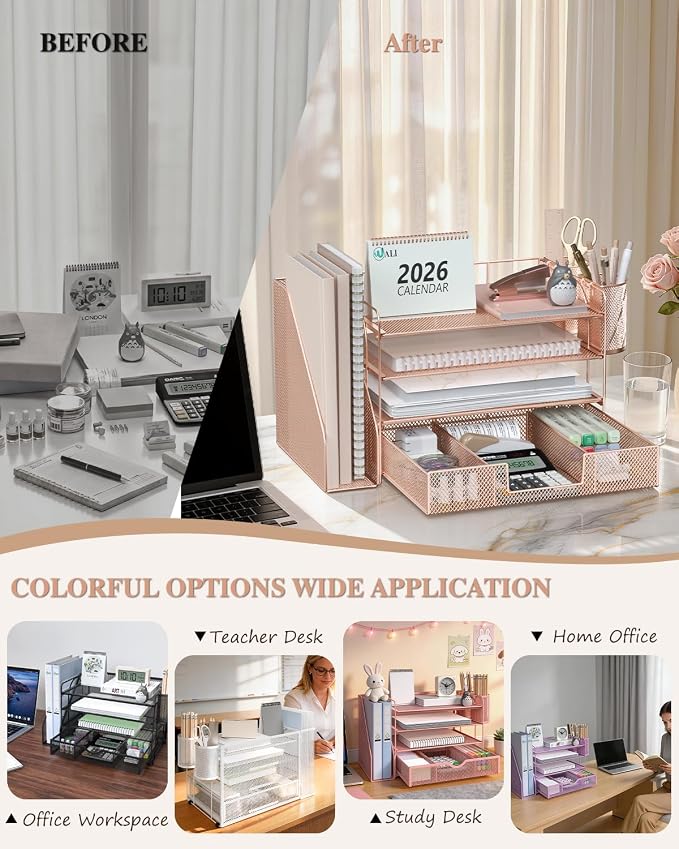 WALI Desk File Organizer, 4 Tier Desktop Paper Letter Tray Organizer - Image 6