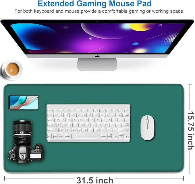 Mouse Pad Large, 31.5x15.7 inch Gaming Computer Keyboard Mouse Mat, Water - Image 2
