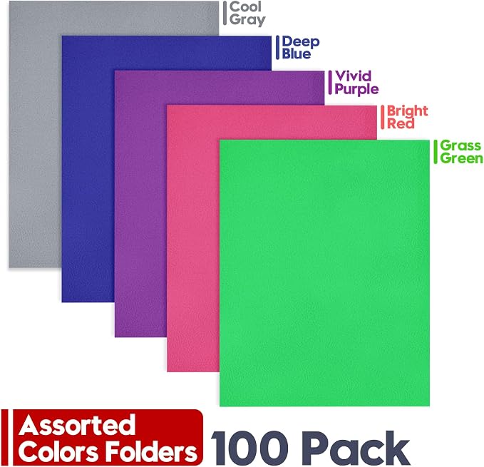 Folders with Pockets, 100 Pack Letter Size Thick Paper 2 Pockets Folders with - Image 4