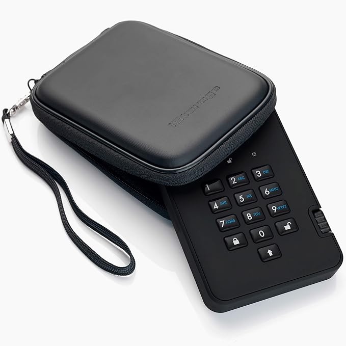 iStorage diskAshur2 HDD 500 GB | Secure Portable Hard Drive | Password Protected | Dust/Water-Resistant | Hardware Encryption-DeskLoop Office