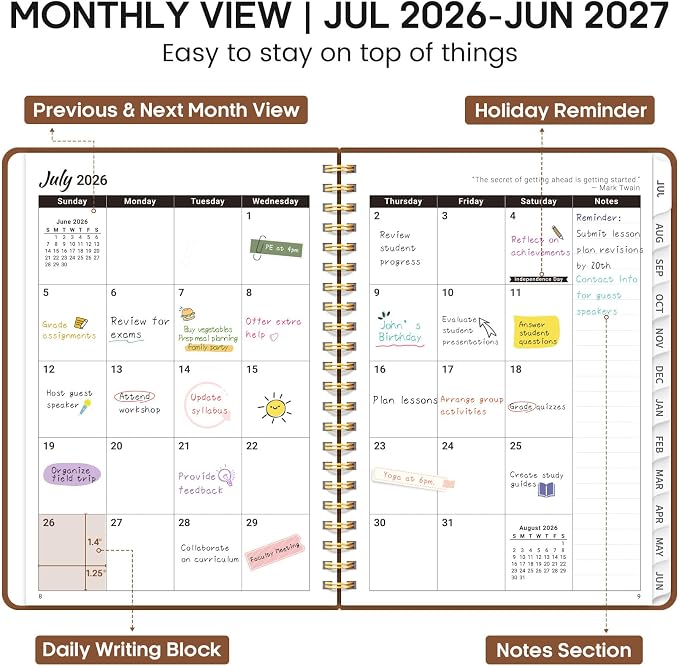 Academic Planner 2026-2027, Weekly and Monthly Calendar Planner Book, July 2026 - Image 2