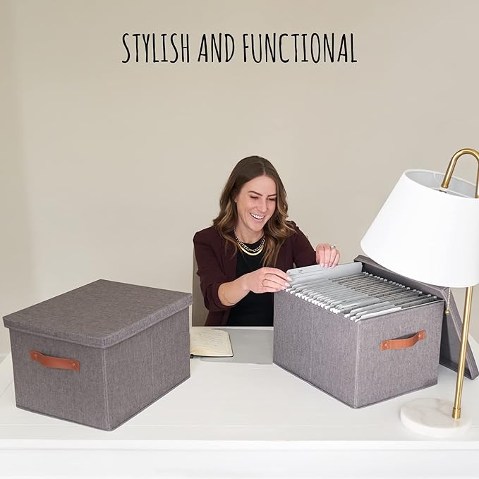 Decorative File Organizer Box Set of 2 - Image 2