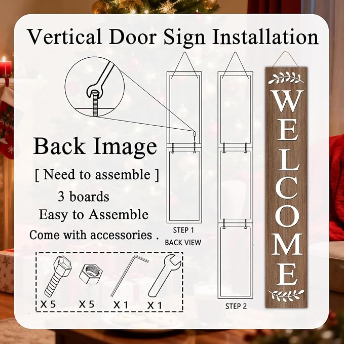 Farmhouse Wooden Merry Christmas Welcome Sign Stand - Image 5