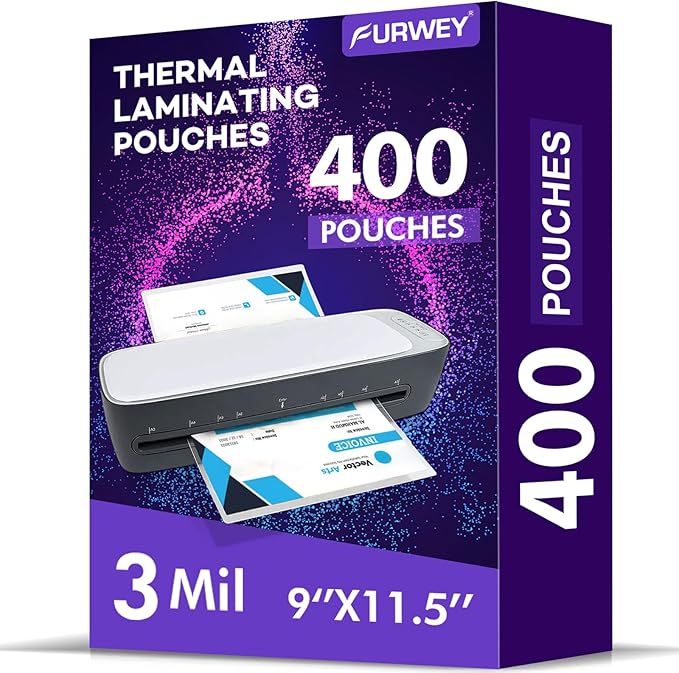400 Pack Laminating Sheets, Holds 8.5 x 11 Inch Sheets, 3 mil, 9 x 11.5 Inches Thermal Laminating Pouches Lamination Sheet Paper for Laminator, Clear, Letter Size, Office and School Supplies-DeskLoop Office