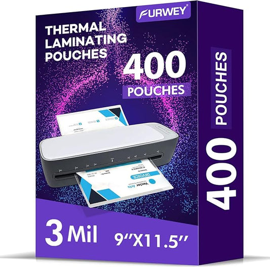 400 Pack Laminating Sheets, Holds 8.5 x 11 Inch Sheets, 3 mil, 9 x 11.5 Inches Thermal Laminating Pouches Lamination Sheet Paper for Laminator, Clear, Letter Size, Office and School Supplies-DeskLoop Office