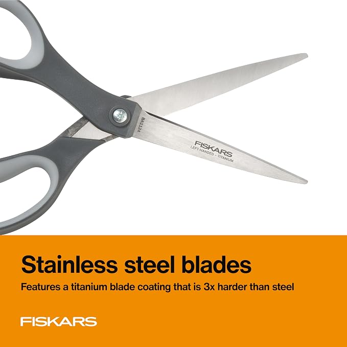 Fiskars 8” Left-Handed Titanium Scissors, SoftGrip Handle - Image 5