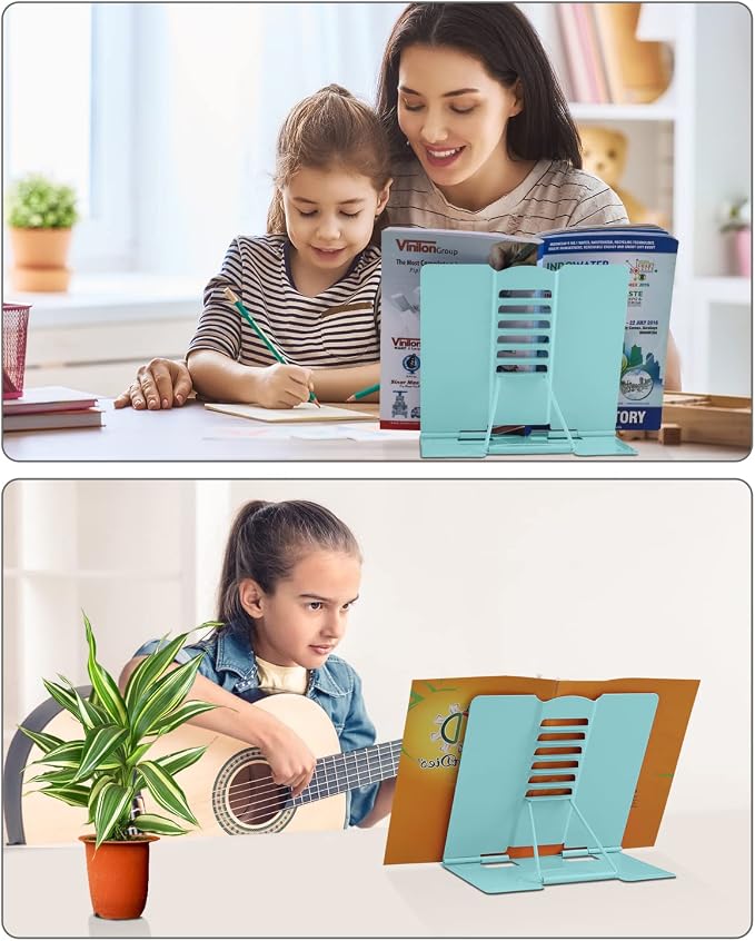 MSDADA Desk Book Stand Metal Reading Rest Book Holder Adjustable Cookbook - Image 8