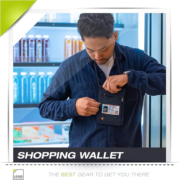 Lewis N. Clark RFID Blocking Stash Neck Wallet, Travel Pouch + Passport Holder - Image 6