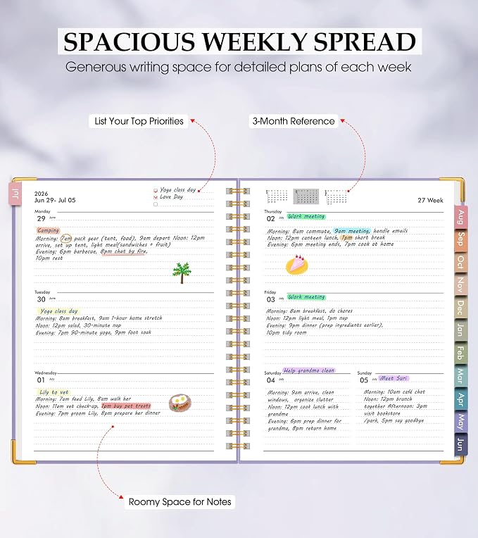 Academic Planner 2026-2027, Hardcover Leather Weekly and Monthly Calendar - Image 3