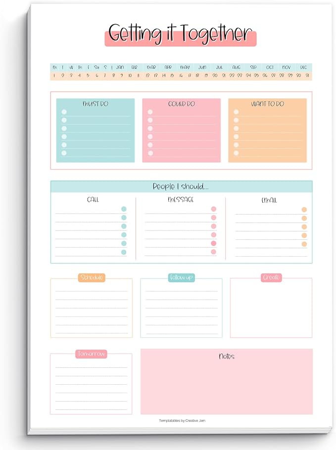 Templatables Brain Dump Notepad, To Do List Desk Pad, Productivity Planner by Templatables