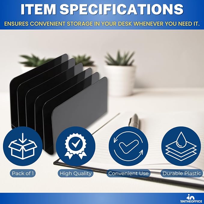 1InTheOffice Inclined Desktop File Organizer, Plastic Desk File Sorter - Image 7