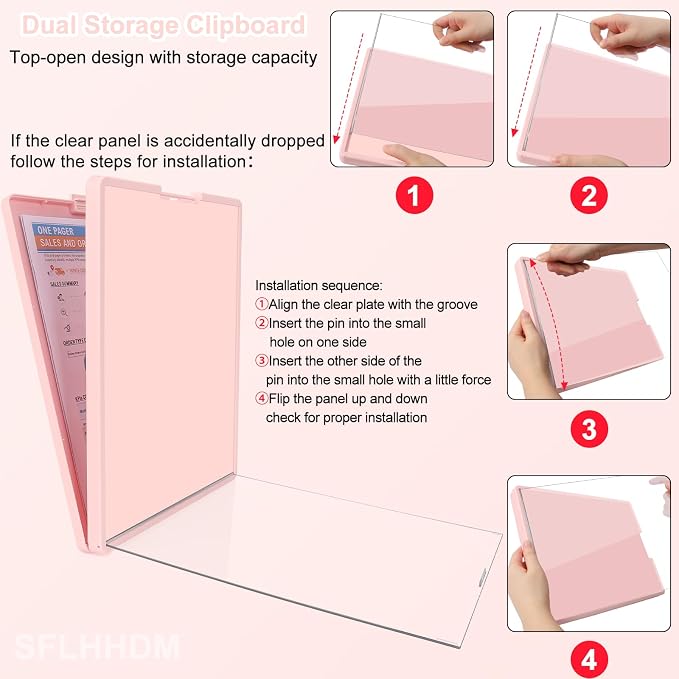 SFLHHDM Clipboard with Storage, Heavy Duty Clip Boards 8.5x11 with 2 Storage - Image 6