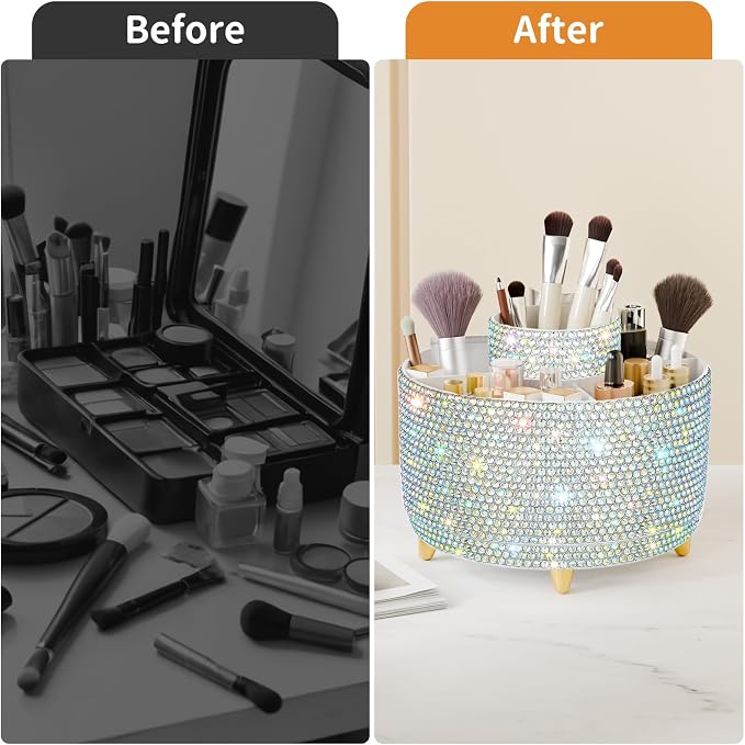 fanado Bling 360° Rotate Makeup Brush Holder Organizer, Makeup Organizers - Image 5