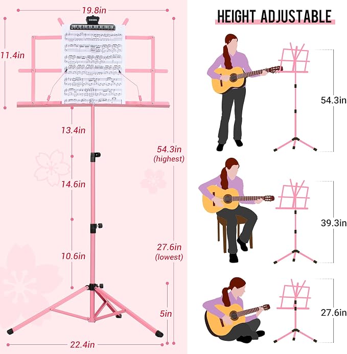 CAHAYA Portable Sheet Music Stand: Dual Use Desktop Book Holder Folding - Image 2