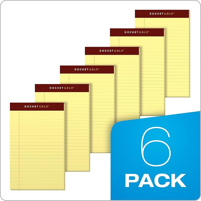 TOPS Docket Gold Writing Pads, Jr. Legal Rule, Canary Paper, 50 Sheets - Image 7