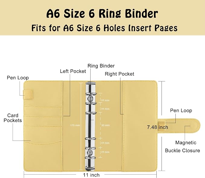 Antner A6 Binder 6 Ring Refillable Notebook Planner Cover - Image 2